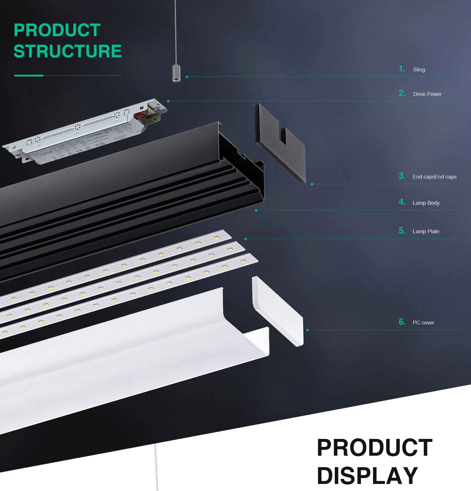 LED Linear Pendant Light - White/30w/4000k/3900lm/120˚ - KOSOOM MLL004-A_L0403B-Retail Store Lighting--02