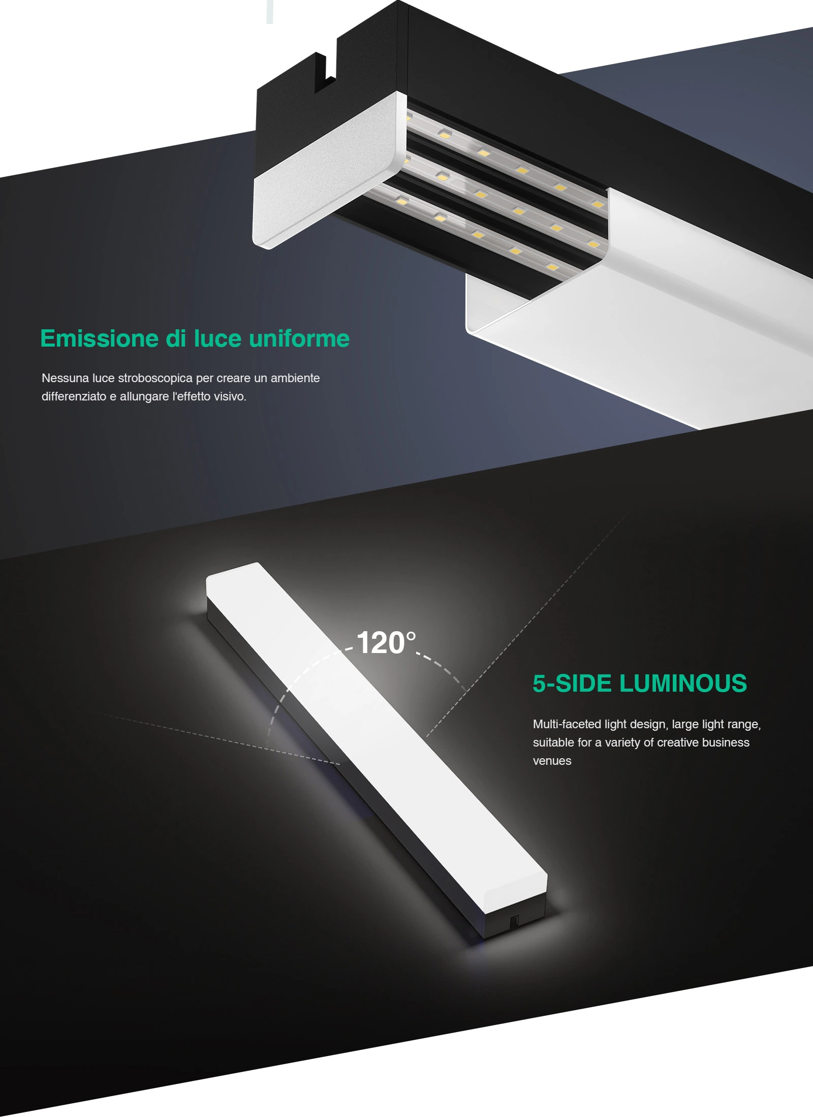 LED Linear Pendant Light - White/30w/4000k/3900lm/120˚ - KOSOOM MLL004-A_L0403B-Linear Lights--06