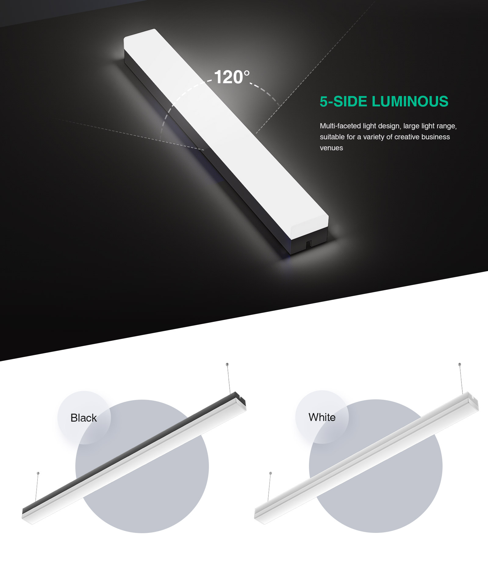 LED Linear Light - Black/40W/3000K/3690lm/120˚ - Kosoom MLL003-A_L0301N-Office Lighting--07