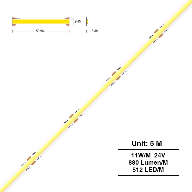 COB LED Strip Lights - 6000K/1280lm/M - Kosoom S0206-Blue LED Strip Lights--主图1