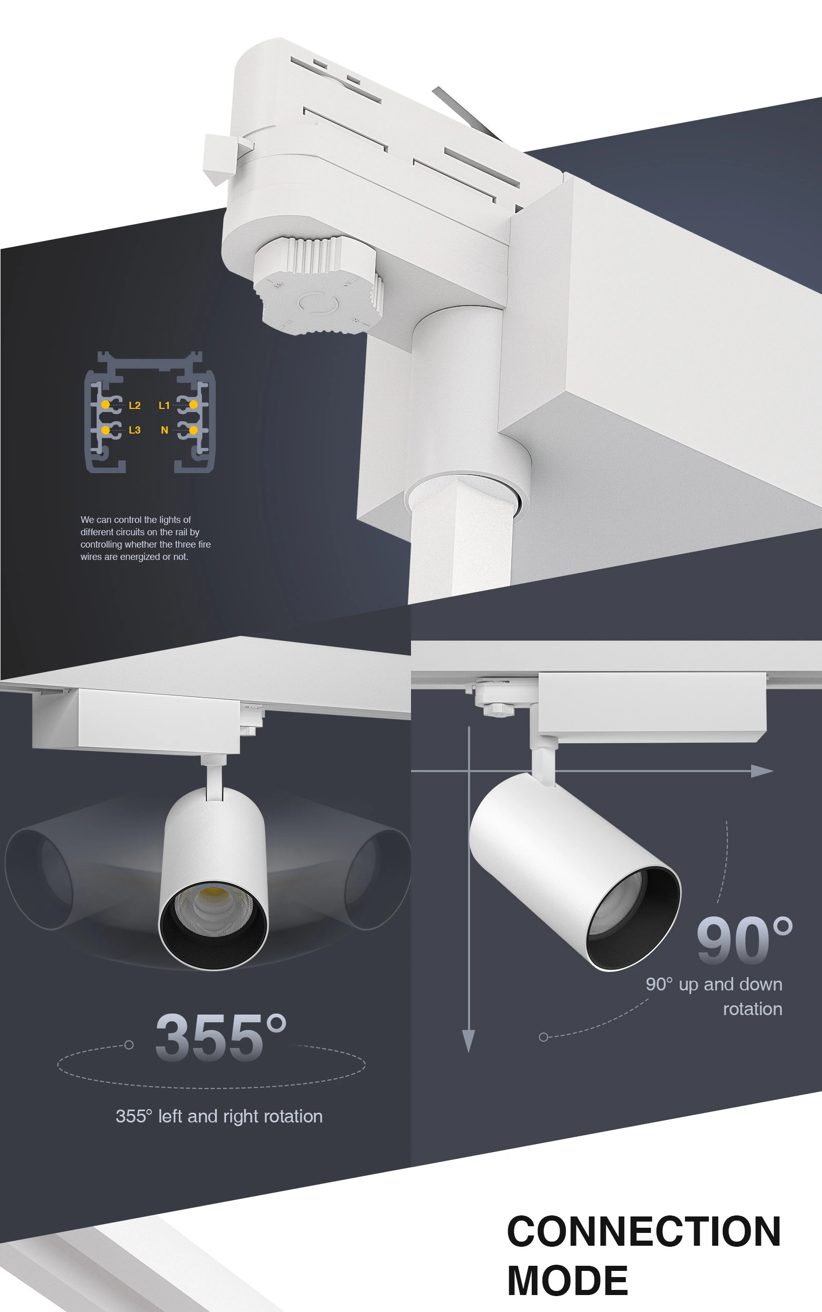 LED Track light/LED Spotlight - Black/12W/3000K/960lm/24˚ - Kosoom T0101N-Track Lighting--06