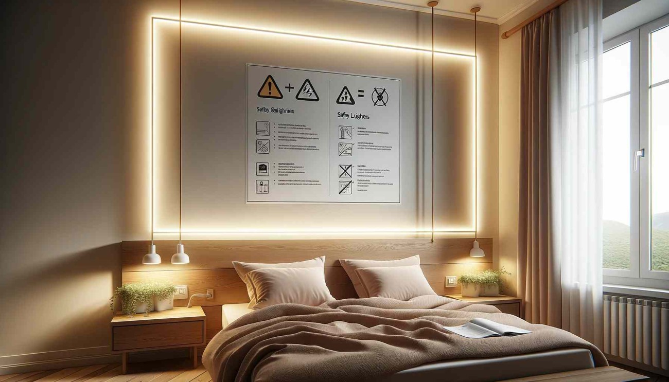 led strip light behind headboard