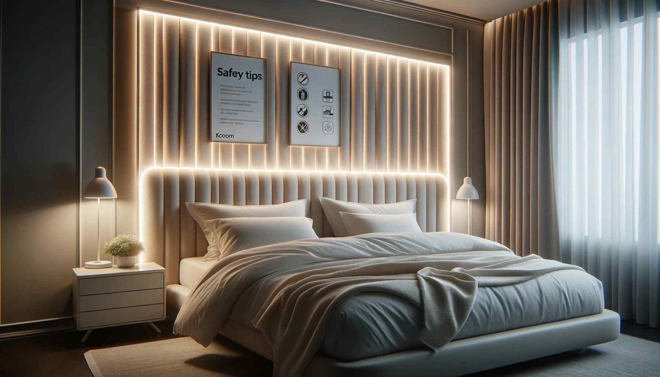 led strip light behind headboard