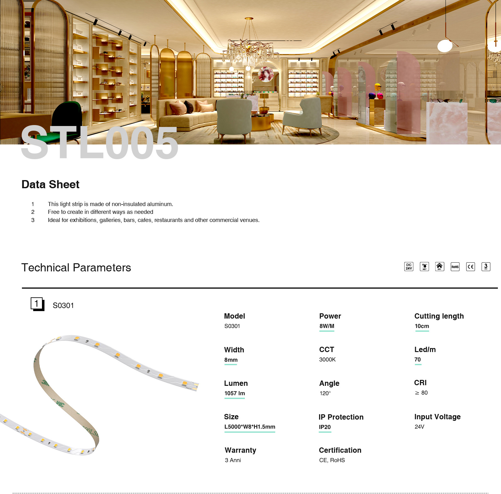 LED Strip Lights - 20w/3000k/2102lm/238LEDs - Kosoom S0312-Ceiling LED Strip Lights--01