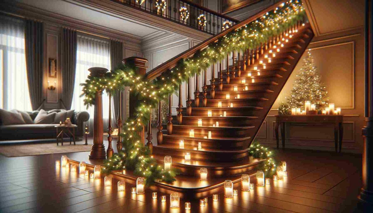 christmas stair decorations with lights