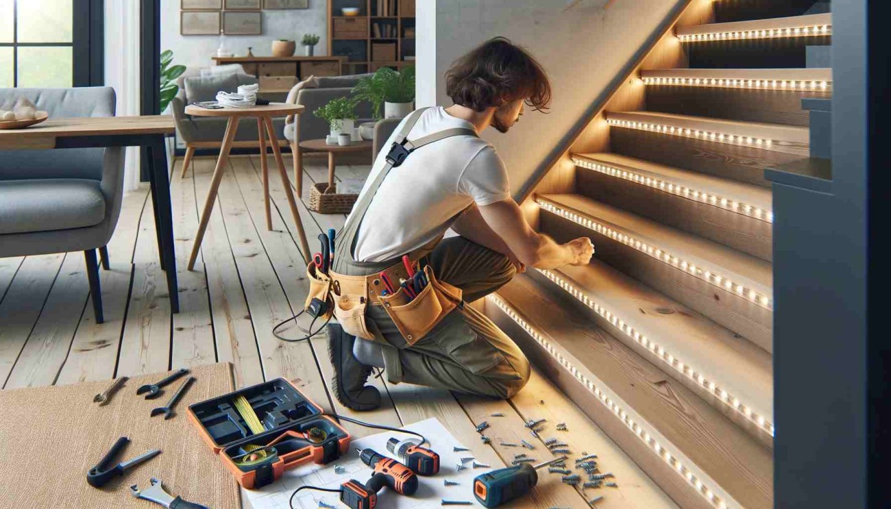How do you install LED strip lights on stairs