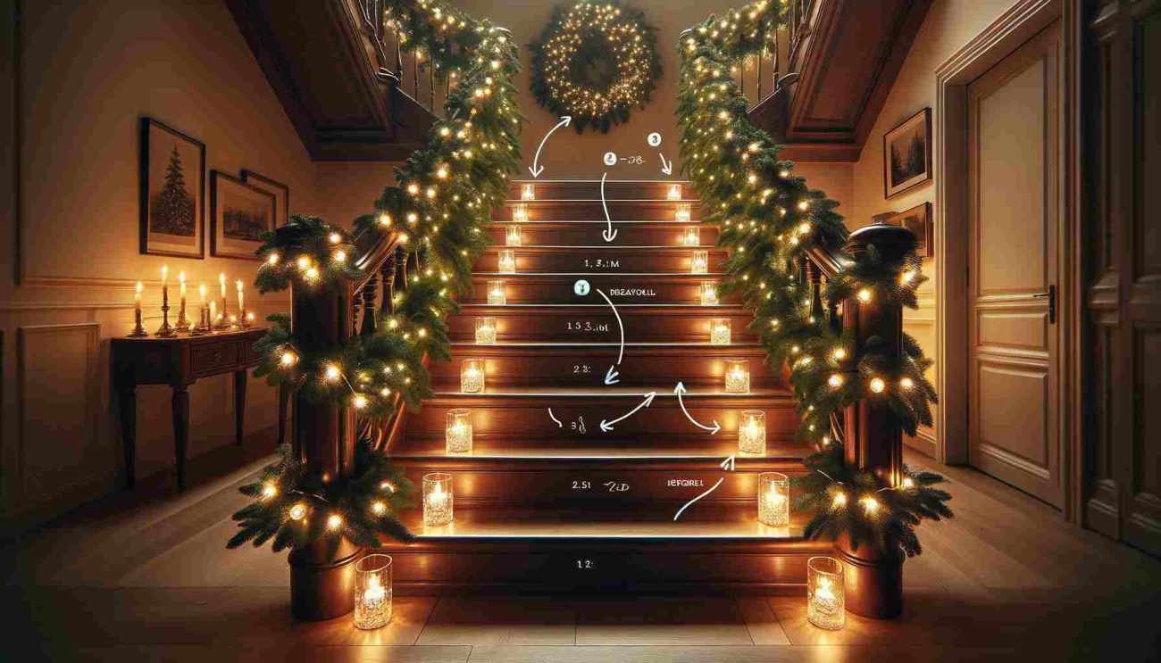christmas stair decorations with lights