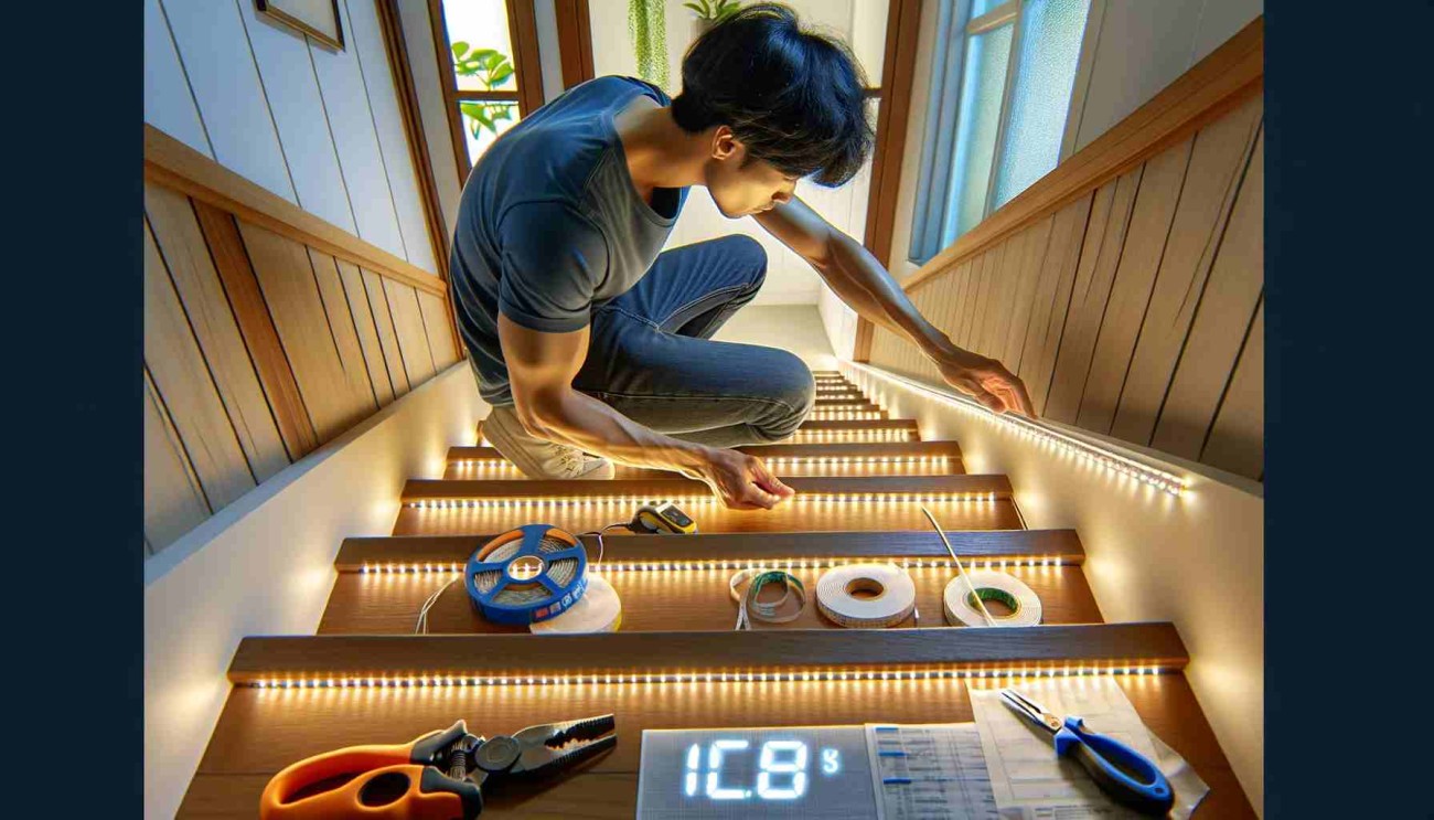 How do you install LED strip lights on stairs