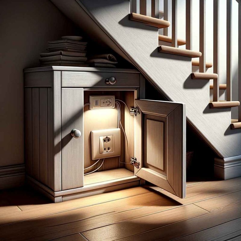 how to fit light socket in ceiling under stair cupboard