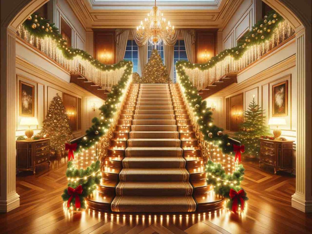 christmas stair decorations with lights