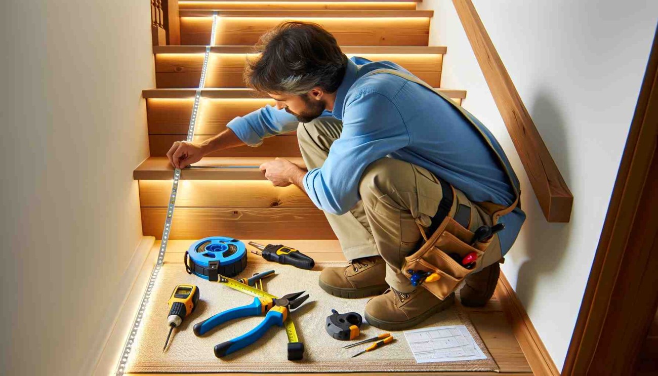 How do you install LED strip lights on stairs