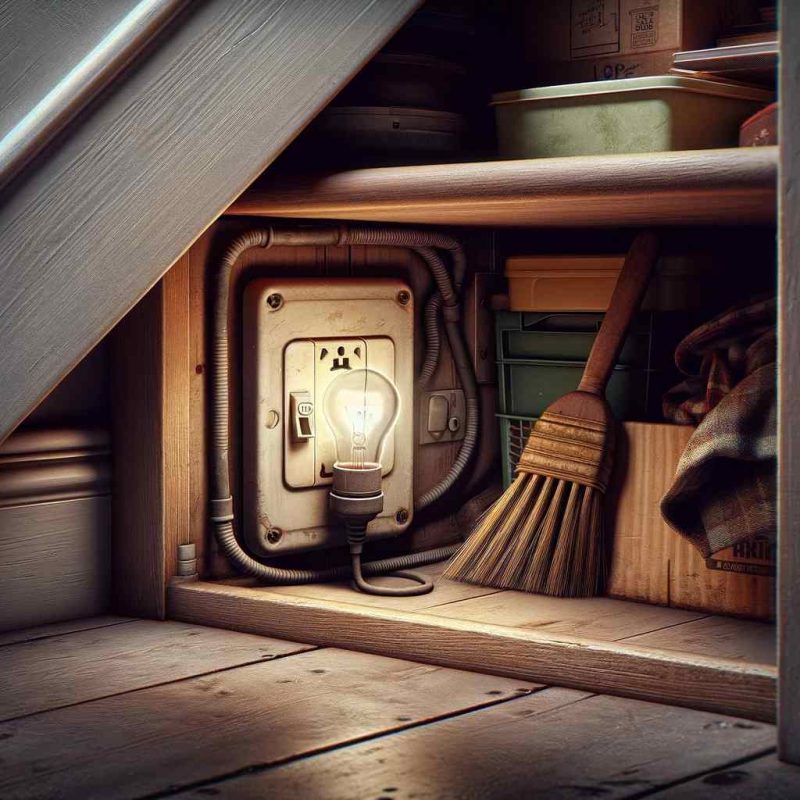 how to fit light socket in ceiling under stair cupboard