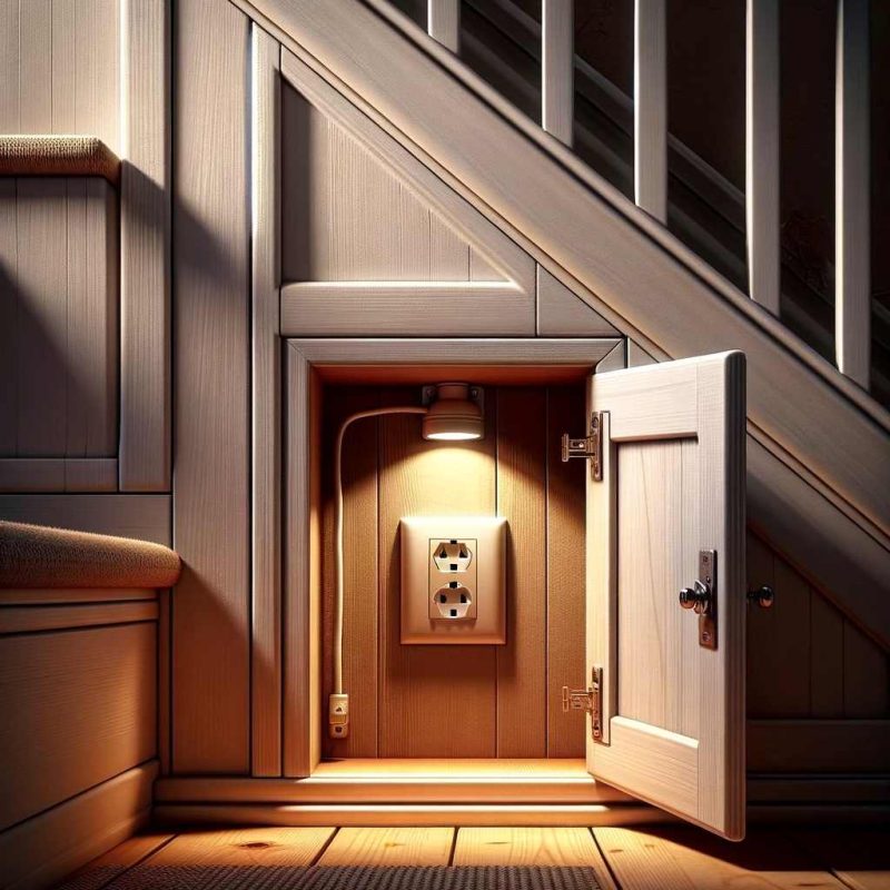 how to fit light socket in ceiling under stair cupboard