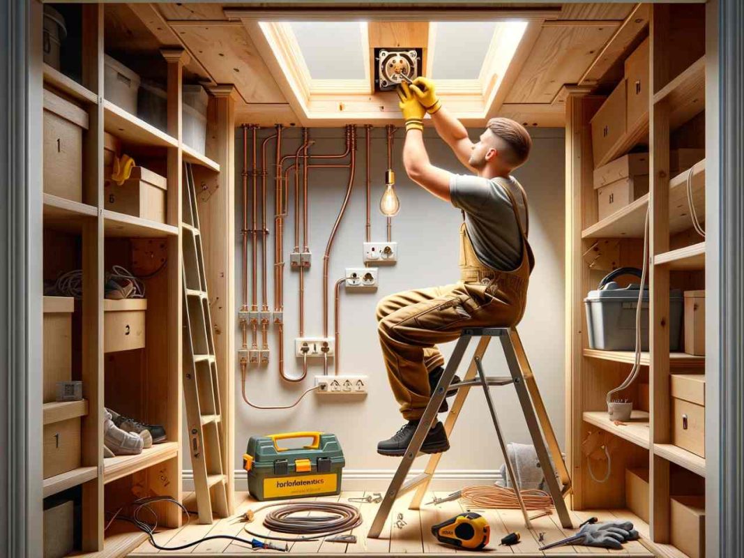 how to fit light socket in ceiling under stair cupboard