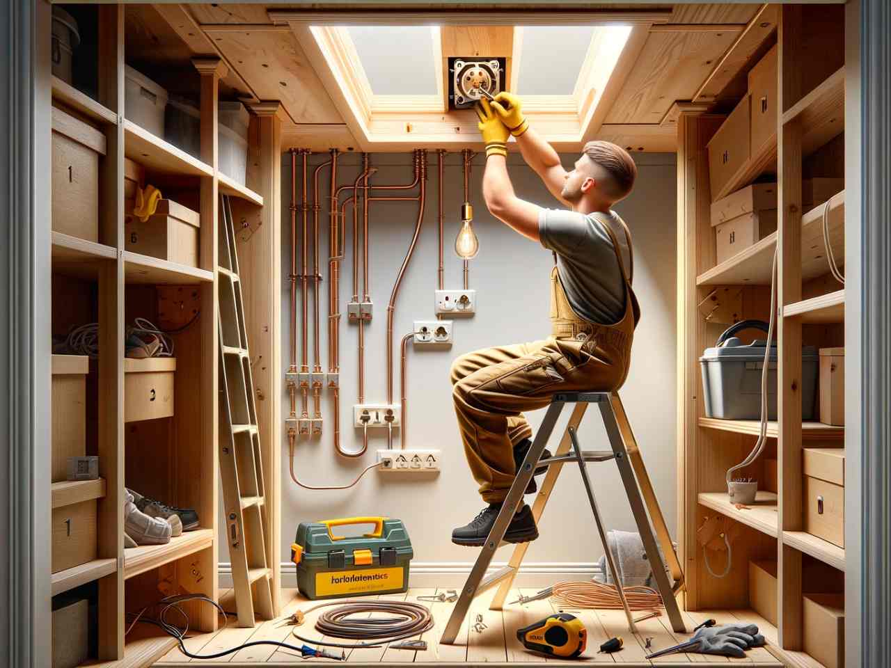 how to fit light socket in ceiling under stair cupboard