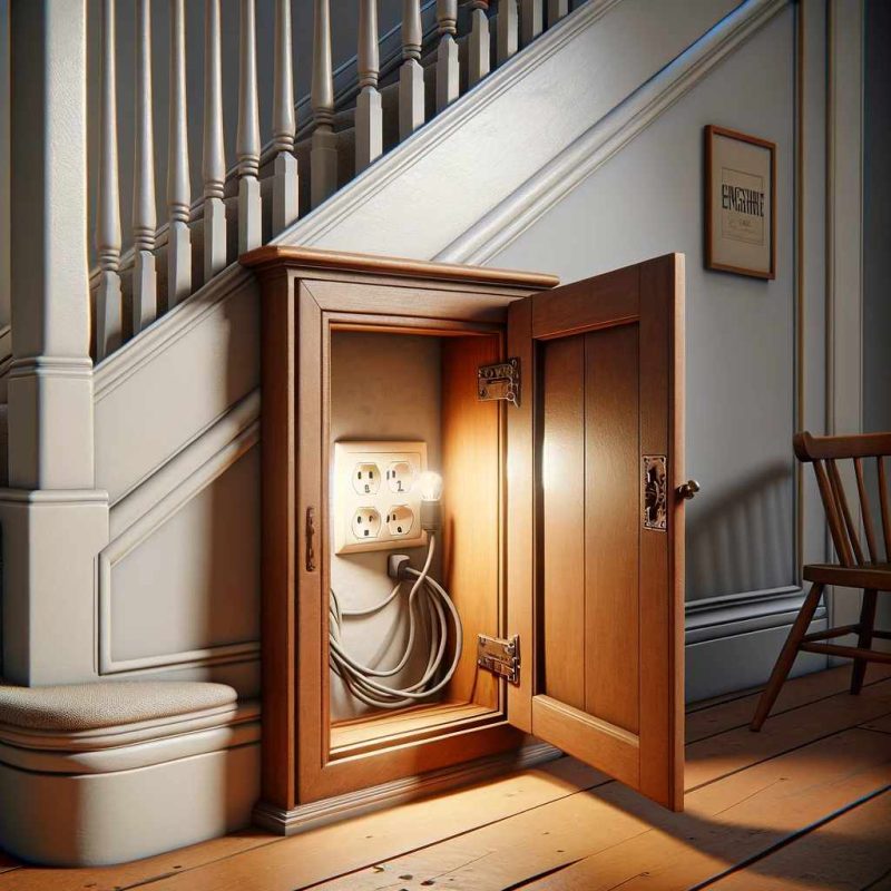 how to fit light socket in ceiling under stair cupboard
