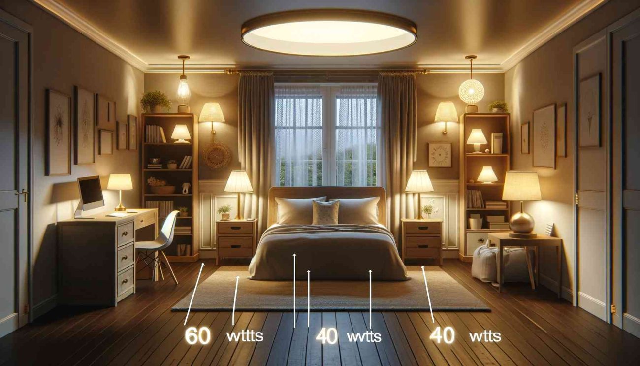 how many watts do i need for a bedroom light