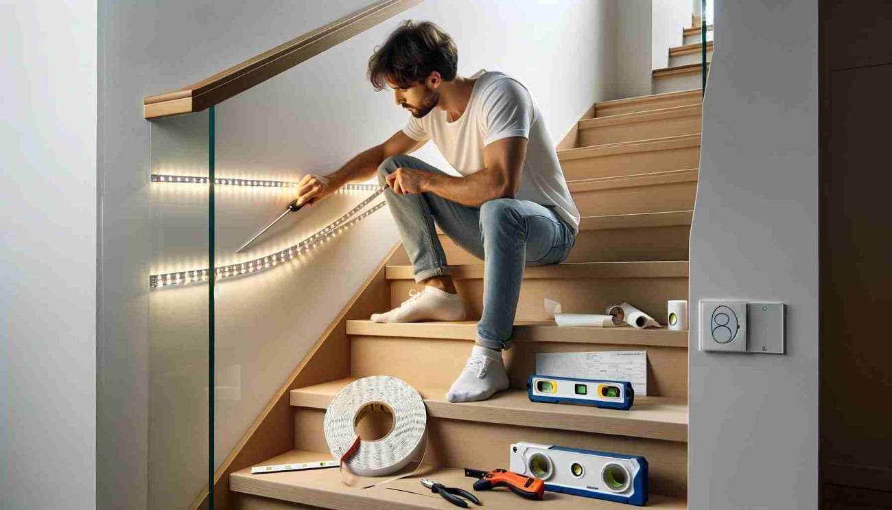 How do you install LED strip lights on stairs