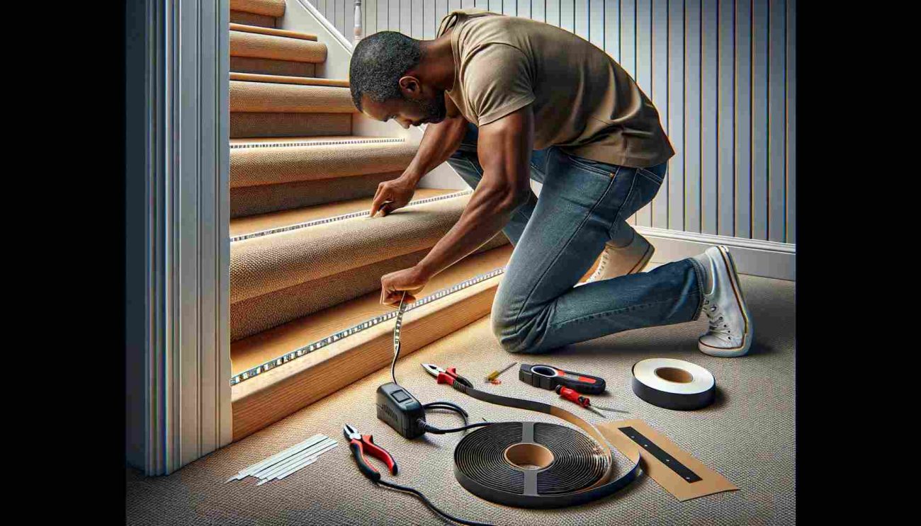 how to install led strip lights on carpet stairs