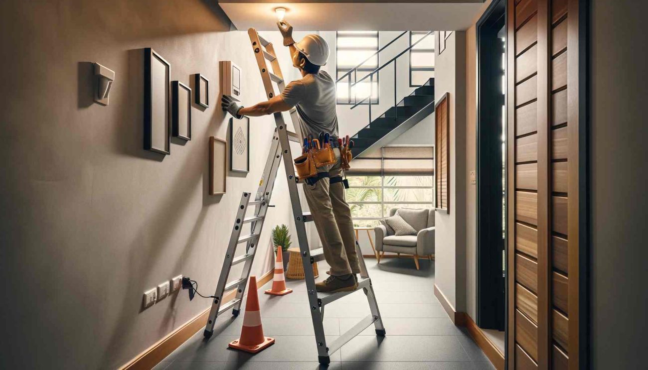 how to change a light bulb over stairs