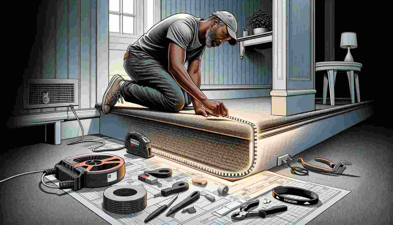 how to install led strip lights on carpet stairs