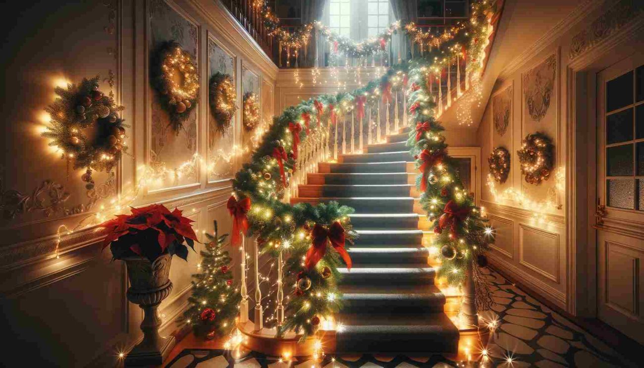 christmas stair decorations with lights