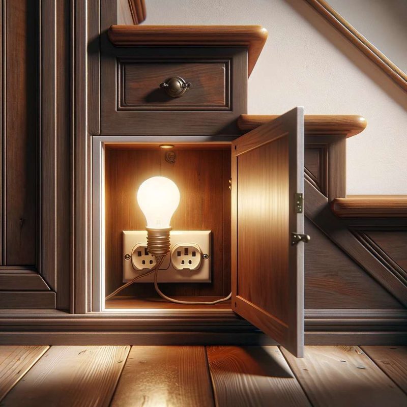 how to fit light socket in ceiling under stair cupboard