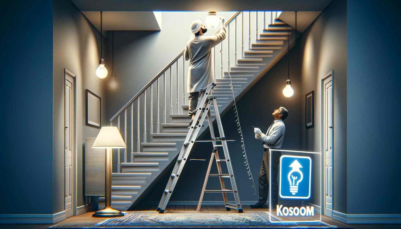 how to change a light bulb over stairs