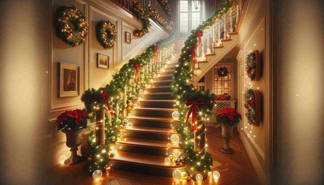 christmas stair decorations with lights