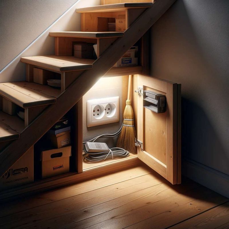 how to fit light socket in ceiling under stair cupboard