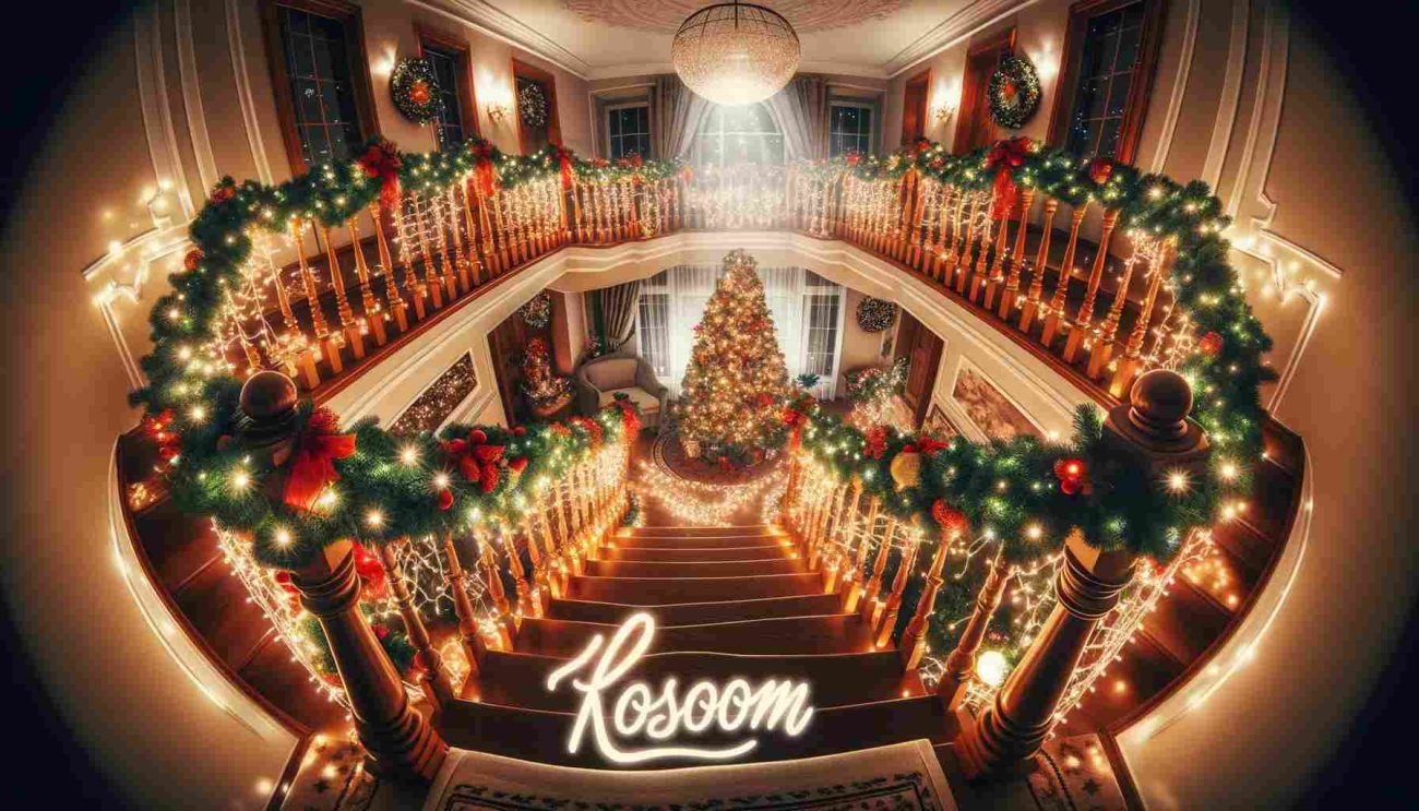 christmas stair decorations with lights