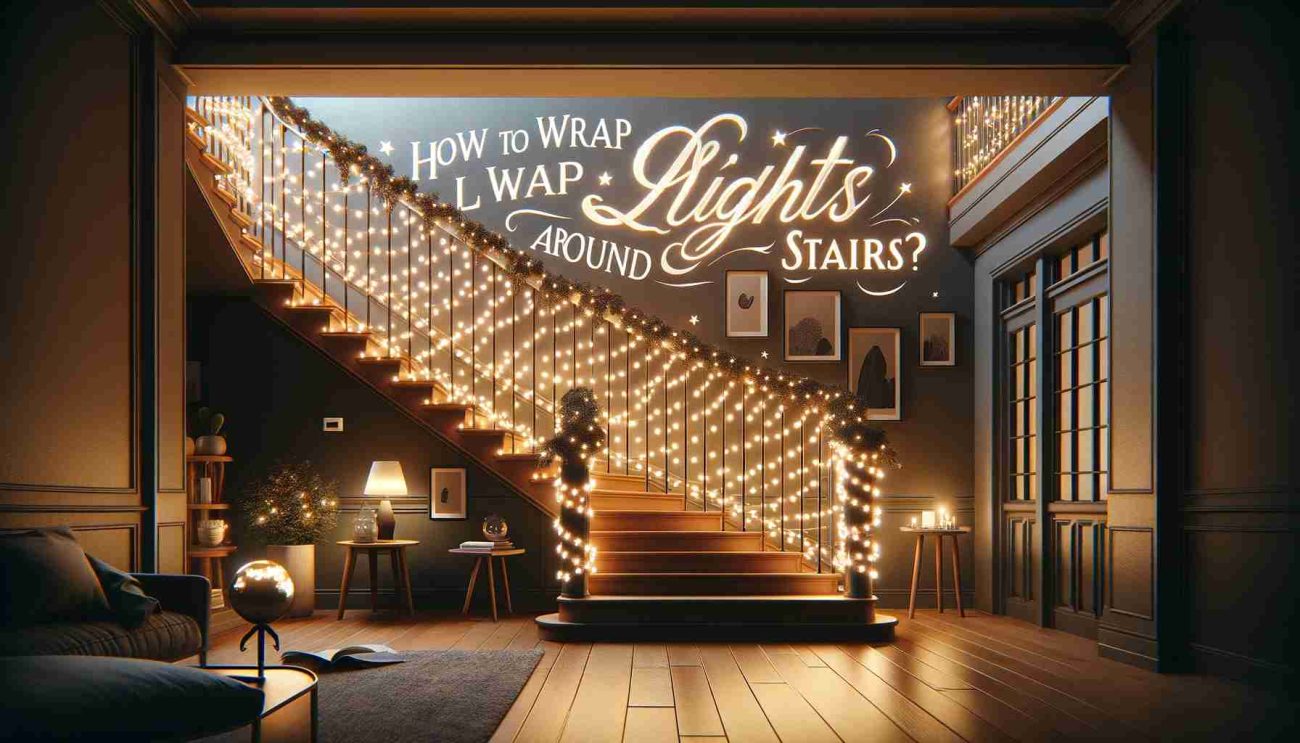 how to wrap lights around stairs