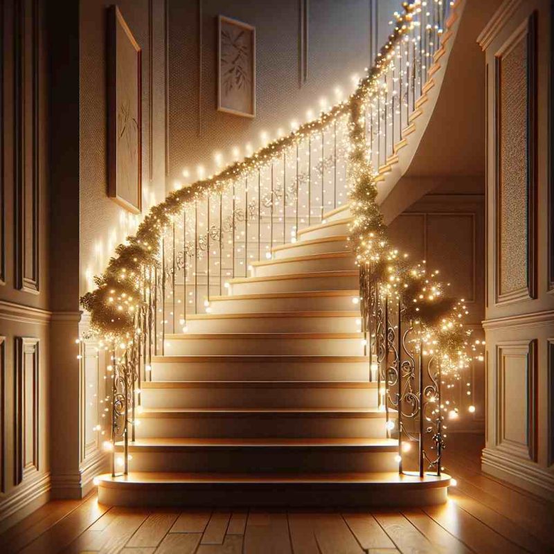 how to wrap lights around stairs