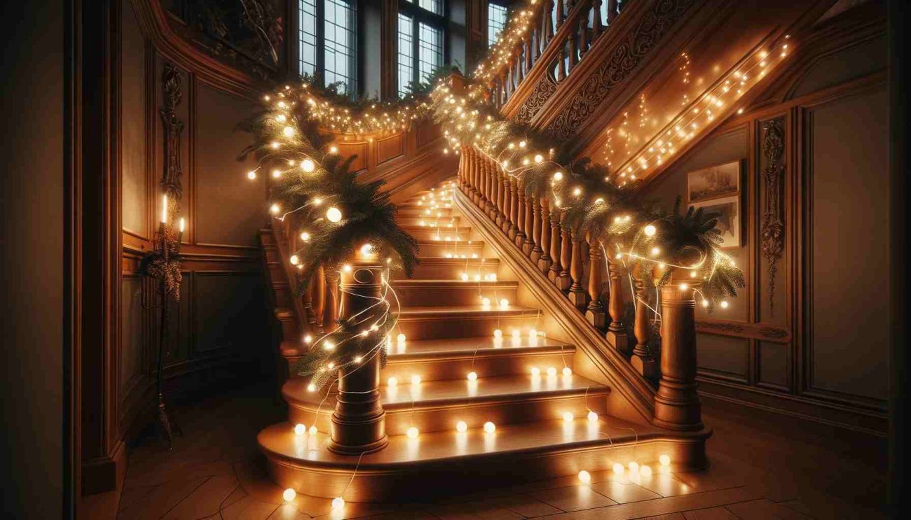 how to wrap lights around stairs