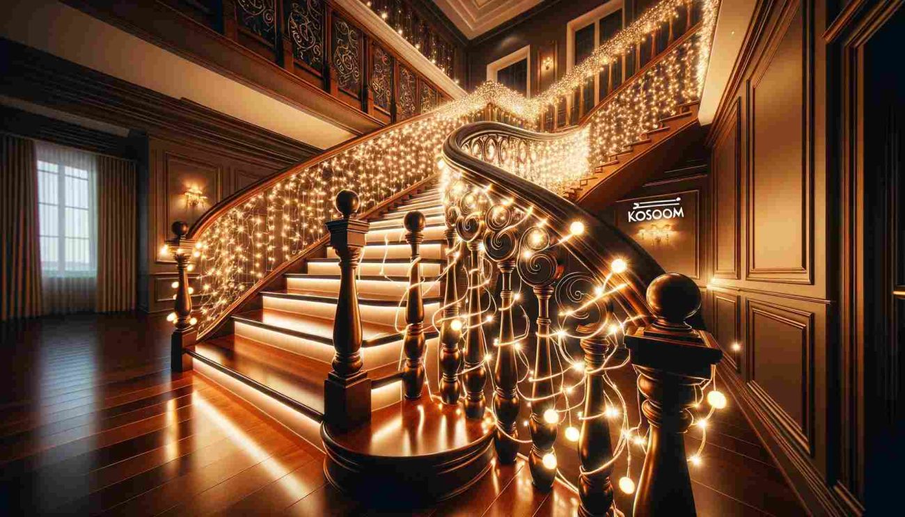 how to wrap lights around stairs