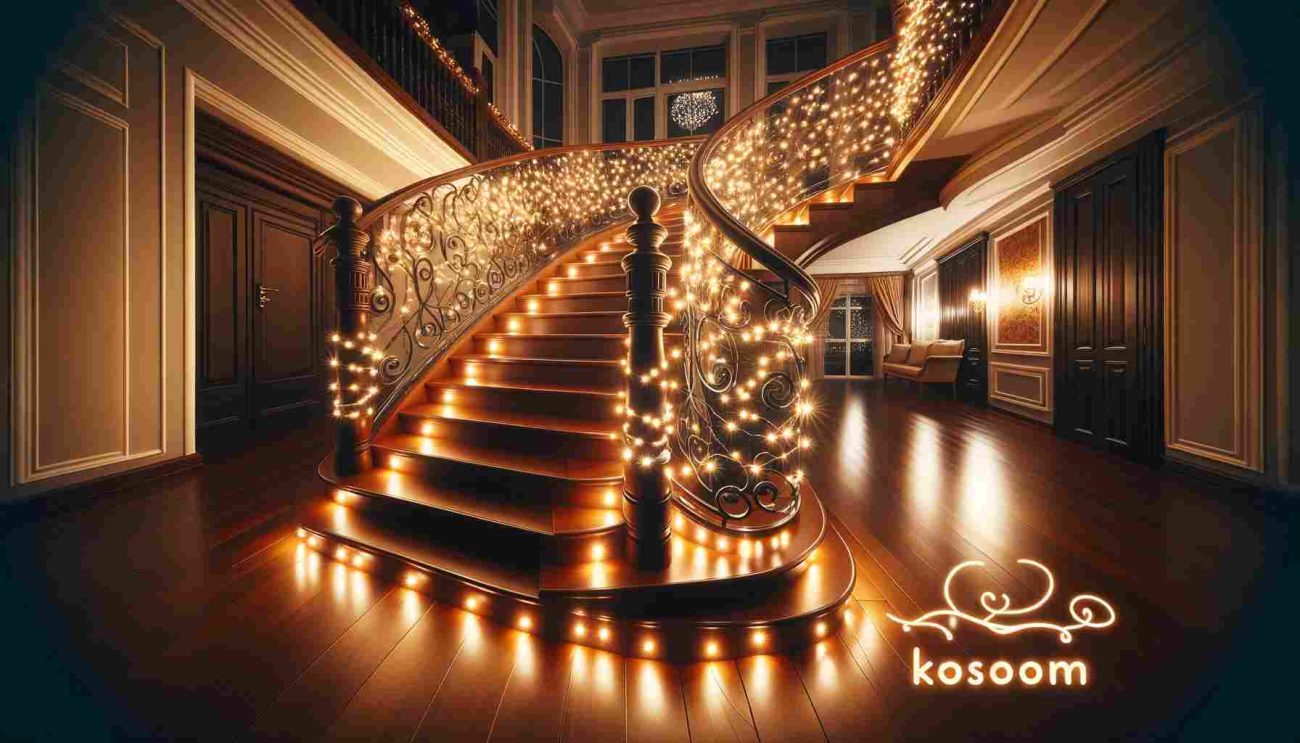 how to wrap lights around stairs