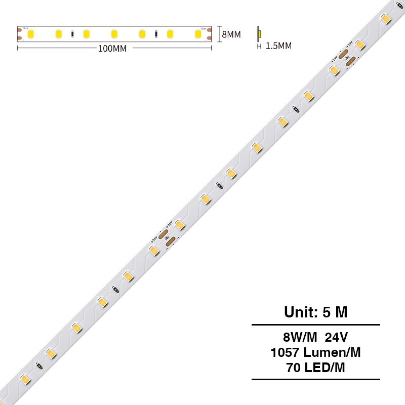 LED Strip Lights - 8w/3000k/1057lm/70LEDs/120˚ - Kosoom S0301-Cuttable LED Light Strips--S0301