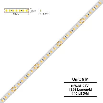 LED Strip Lights - 12w/3000k/1624lm/140LEDs/120˚ - Kosoom S0306-12v LED Strip Lights--S0306