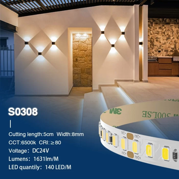 LED Strip Lights - 12w/6500k/1631lm/140LEDs - Kosoom S0308-Dotless LED Strip Lights--S0308