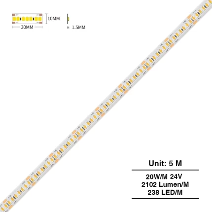 LED Strip Lights - 20w/3000k/2102lm/238LEDs - Kosoom S0312-Ceiling LED Strip Lights--S0312