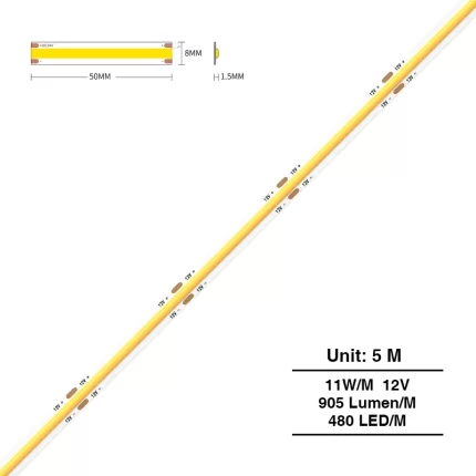 COB LED Strip Lights - 480LEDs/MT/11w/3000k/905lm/140˚ - Kosoom S0209-LED Light Strips for Room--主图1