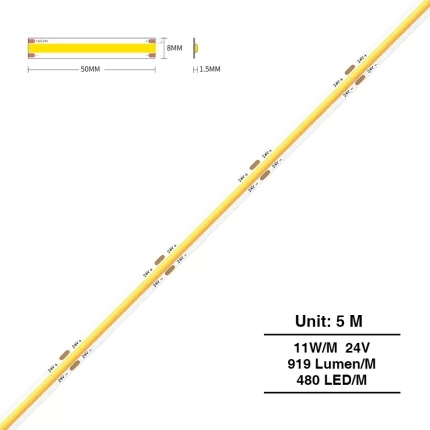 COB LED Strip Lights - 480LEDs/MT/11w/3000k/960lm/140˚ - Kosoom S0207-Recessed LED Strip Lighting--主图1