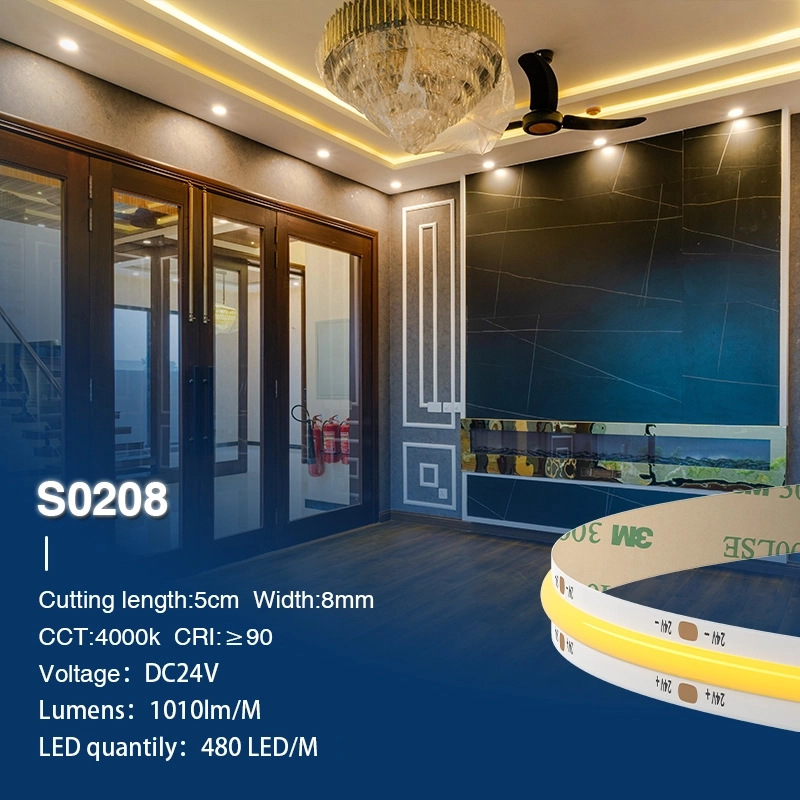 COB LED Strip Lights - 480LEDs/MT/11w/4000k/1010lm/140˚ - Kosoom S0208-Under Cabinet LED Strip Lighting--主图2