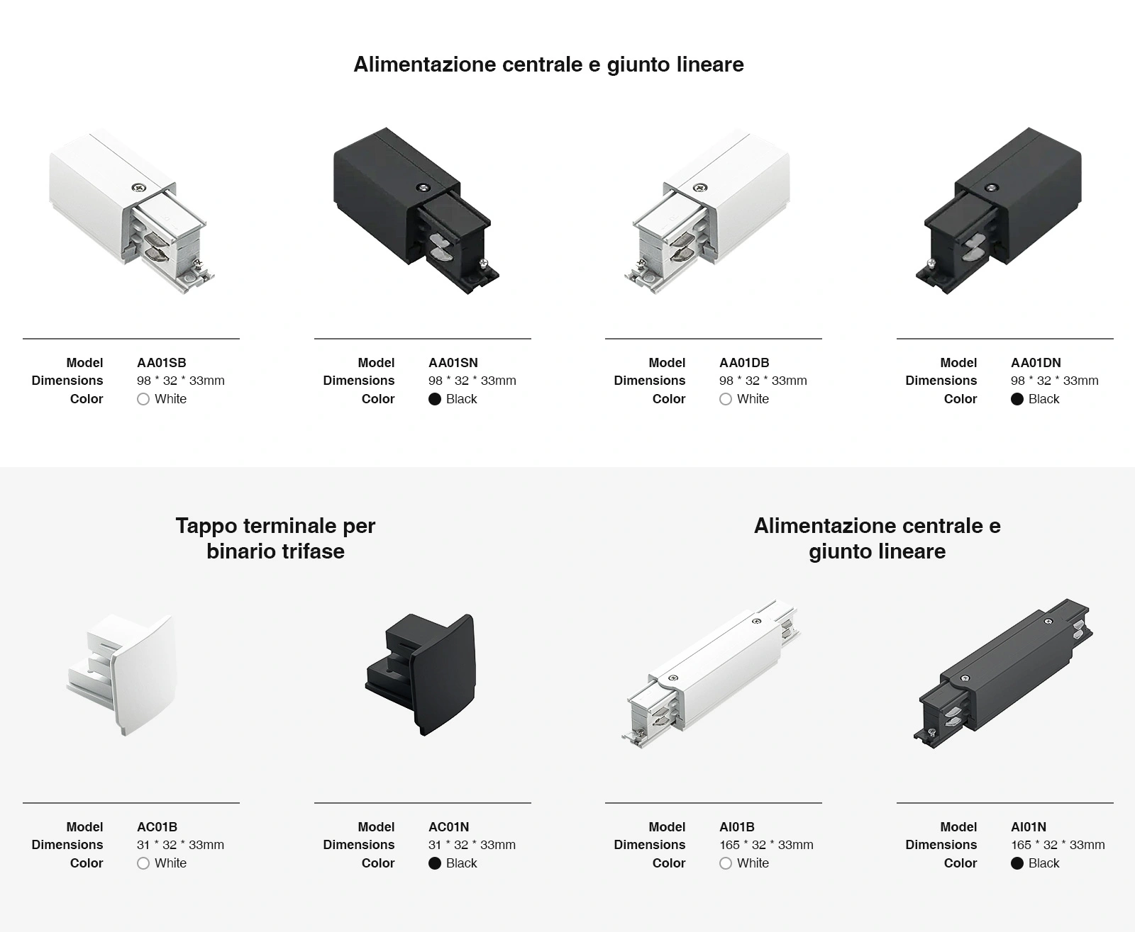 Track Lighting Accessories - Three-phase track/1000mm/White - Kosoom AB01B-All Products--04