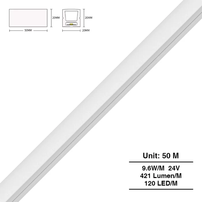Neon LED Strip Lights(50m) - IP65/9.6w/4000k/463lm - Kosoom S0807-Electrician LED Lighting--S0807