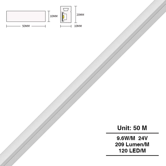 Neon LED Strip Lights(50m) - IP65/9.6w/3000k/209lm - Kosoom S0809-Waterproof LED Strip Lights--S0809