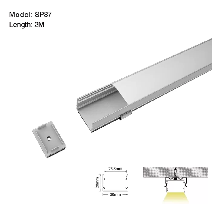 LED Profile - 2 meters compressed covers and caps / CN-SU01 L2000*30*20mm - Kosoom SP37-LED Strip Profile--01