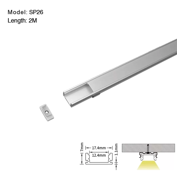 LED Profile - 2 meters compressed covers and caps / CN-SL05 L2000*17.4*7mm - Kosoom SP26-LED Profile--01