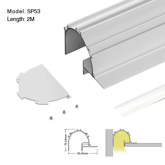 2 meters compressed covers and caps / CN-SS02 L2000*21.3*25.6mm - LED Profile - Kosoom SP53-LED Strip Profile--01