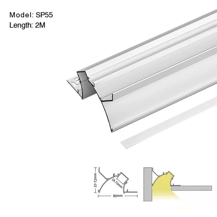 2 meters compressed covers and caps / CN-RL03 L2000*90*57.7mm - LED Profile - Kosoom SP55-LED Aluminium Profile--01